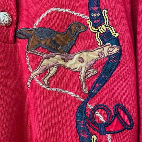 Vintage Men’s Polo Sweater Tartan Plaid Collar Merino Wool Equestrian Dog Preppy - Picture 6 of 14